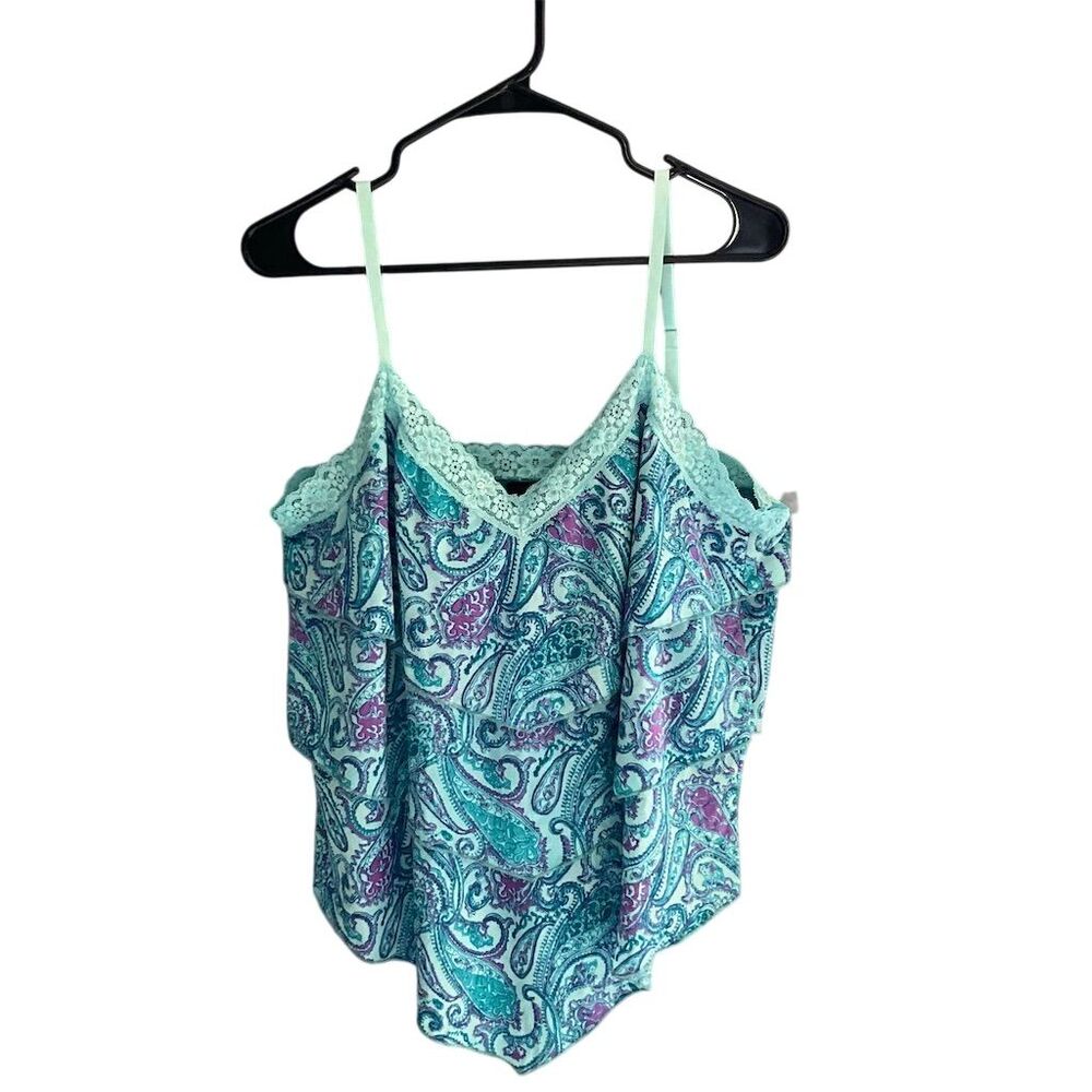 Lane Bryant Women's Paisley Lace Trim Tank Top Blue Size 18‎
